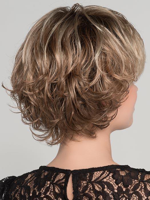 FLAIR MONO by ELLEN WILLE in CARAMEL ROOTED 20.26.14  | Medium Honey Blonde, Dark Ash Blonde, and Medium Golden Blonde blend and Dark Brown Roots