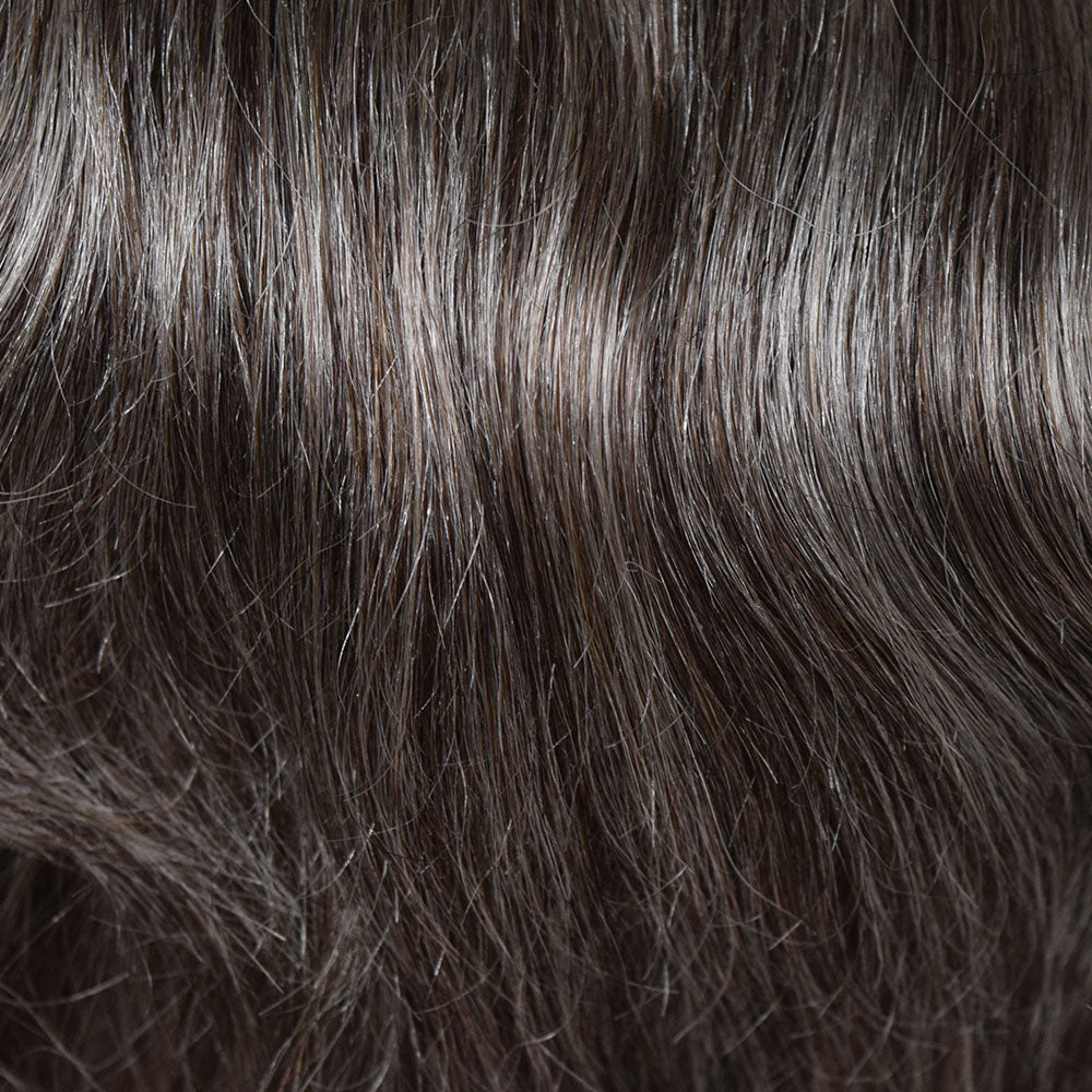 92 - Dark brown blended with 90% grey on top, gradually darkening to 50% grey at ends