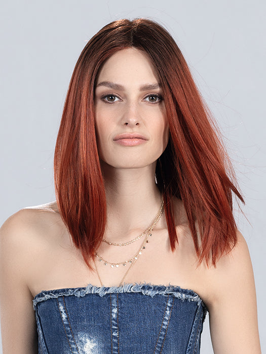 DRIVE by Ellen Wille in FIRESTORM ROOTED | Granat Red and Darkest Brown Blend with Shaded Roots