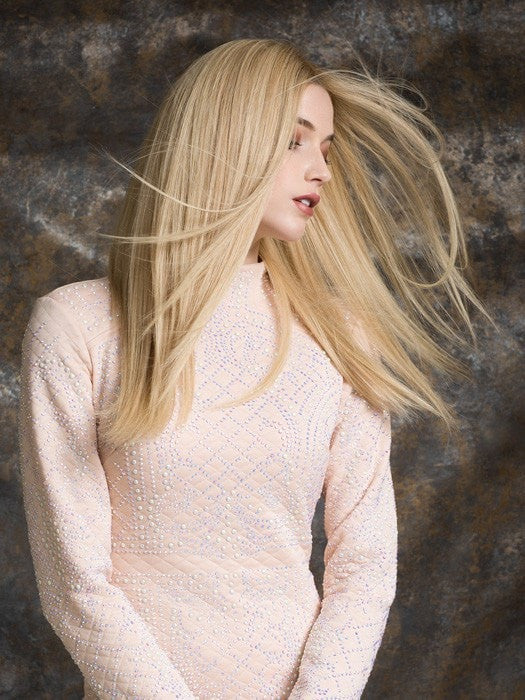 OBSESSION by ELLEN WILLE in CHAMPAGNE ROOTED 22.26.16 | Light Neutral Blonde, Light Golden Blonde, and Medium Blonde Blend with Shaded Roots