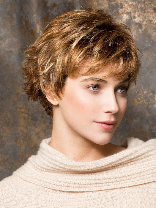 PUSH UP by ELLEN WILLE in COGNAC ROOTED 31.19.27 | Light Reddish Auburn and Light Honey Blonde with Dark Strawberry Blonde Blend and Shaded Roots  | DISCONTINUED COLOR