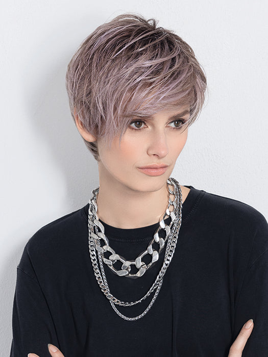 LINK MONO PART by Ellen Wille in LAVENDER ROOTED | Pearl Platinum and Medium Brown Base Blended with soft Lavender and Shaded Roots