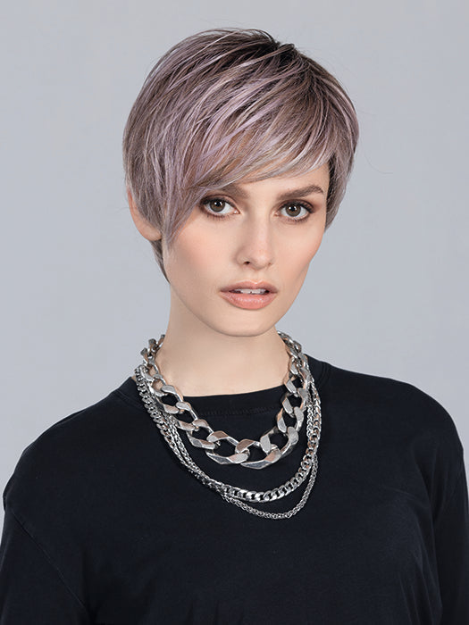 LINK MONO PART by Ellen Wille in LAVENDER ROOTED | Pearl Platinum and Medium Brown Base Blended with soft Lavender and Shaded Roots