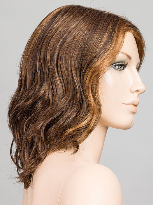 CHOCOLATE LIGHTED 830.6 | Medium Brown Blended with Light Auburn and Dark Strawberry Blonde with Highlights Throughout and Concentrated in the Front