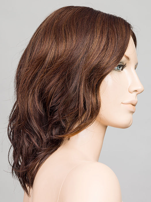 DARK CHOCOLATE LIGHTED 4.33.6 | Darkest Brown with Dark Auburn and Dark Brown with Highlights throughout and Concentrated in the front with Shaded Roots