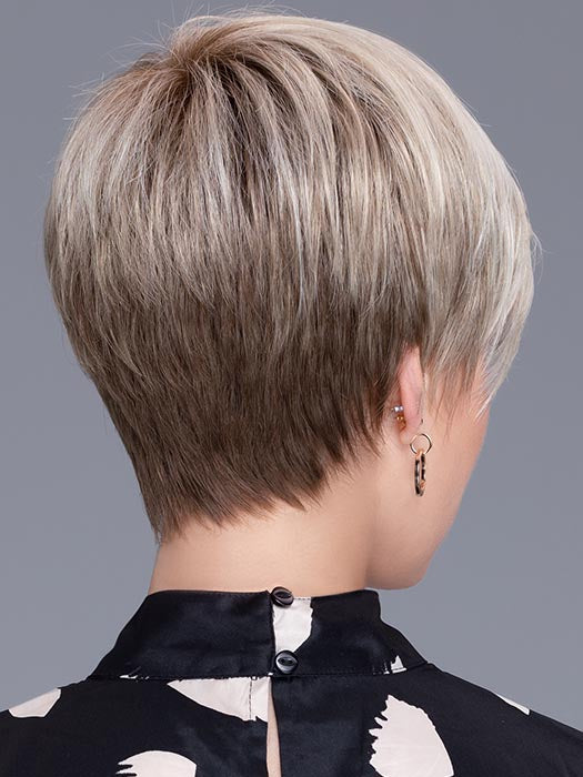 NEXT by ELLEN WILLE in CHAMPAGNE ROOTED | Light Beige Blonde, Medium Honey Blonde, and Platinum Blonde blend with Dark Roots