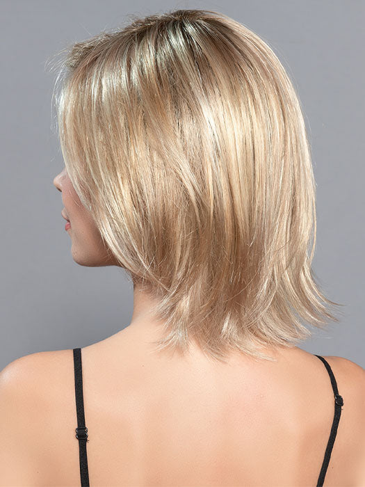 UNITED by ELLEN WILLE in CARAMEL ROOTED 20.26.19 | Medium Gold Blonde and Light Gold Blonde Blend with Light Brown Roots